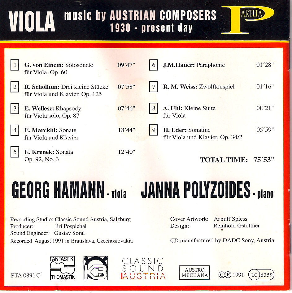 Viola Music by Austrian Composers